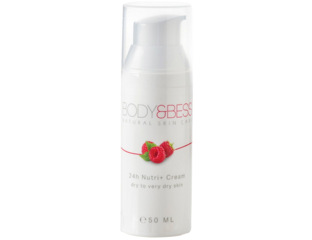 24h Nutri+ Cream van Body&Bess, rijke verzorgingscrème voor droge en rijpere huid.