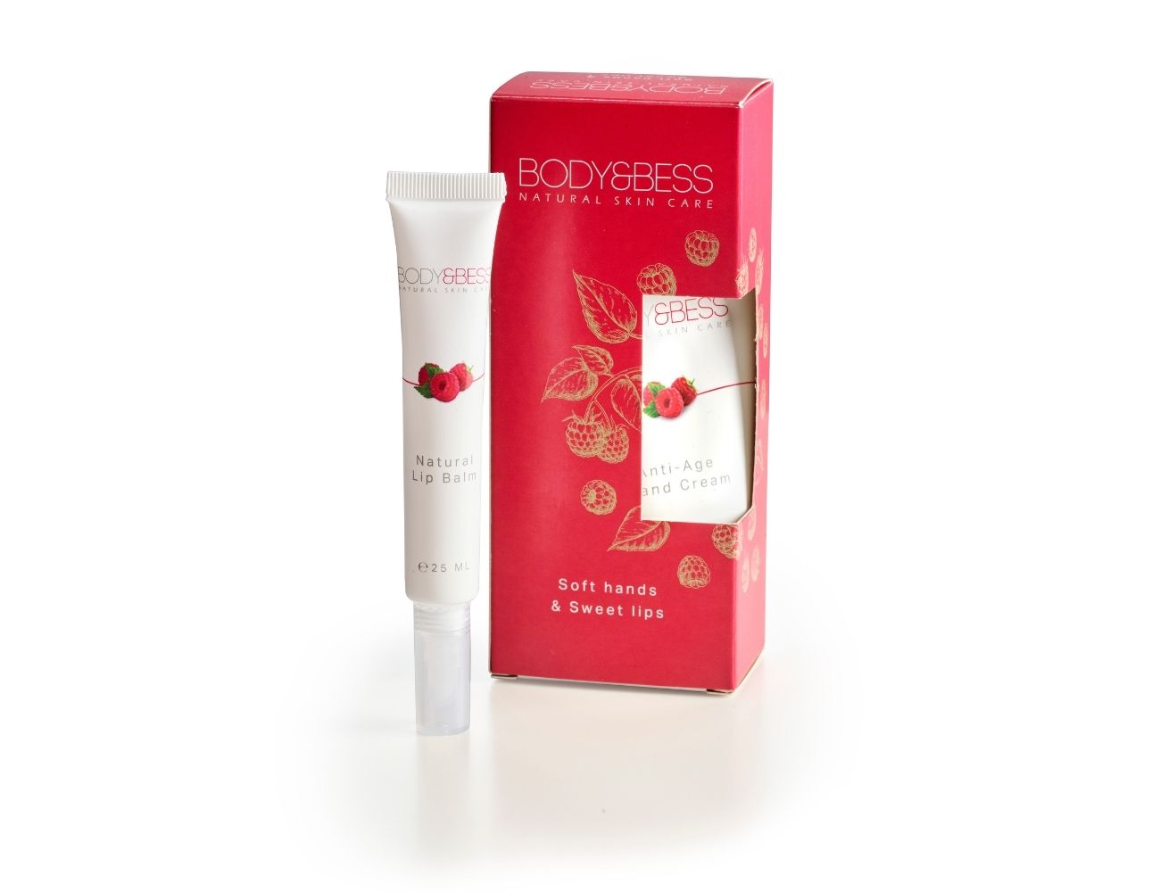 Soft Hands & Sweet Lips geschenkset van Body&Bess met Natural Lip Balm en Anti-Age Hand Cream.
