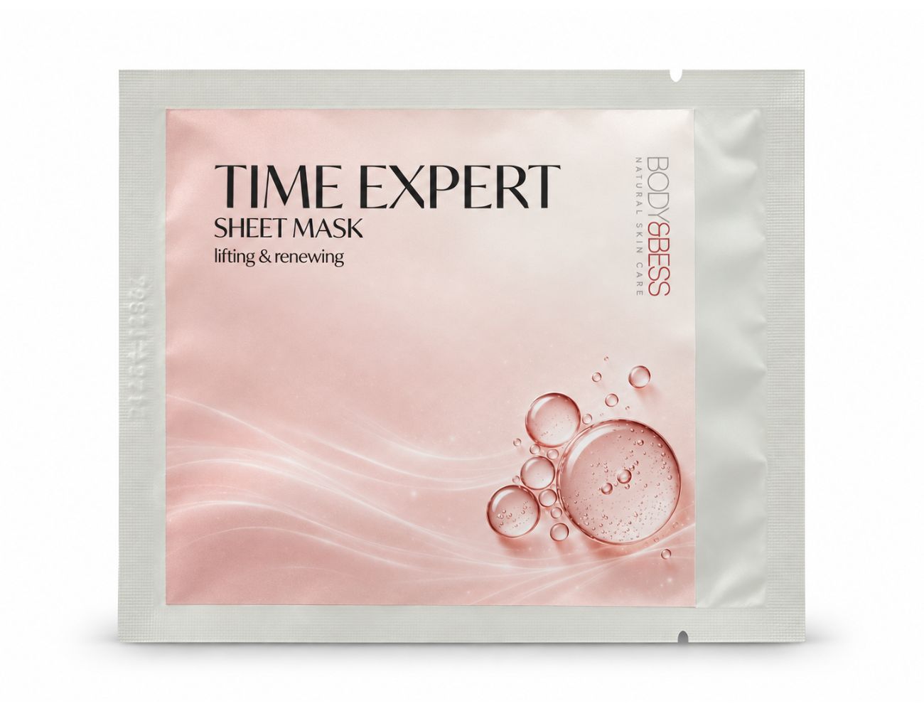 Time Expert Sheet Mask van Body&Bess, hydraterend sheetmasker uit biologisch katoen voor een frisse anti-age boost.